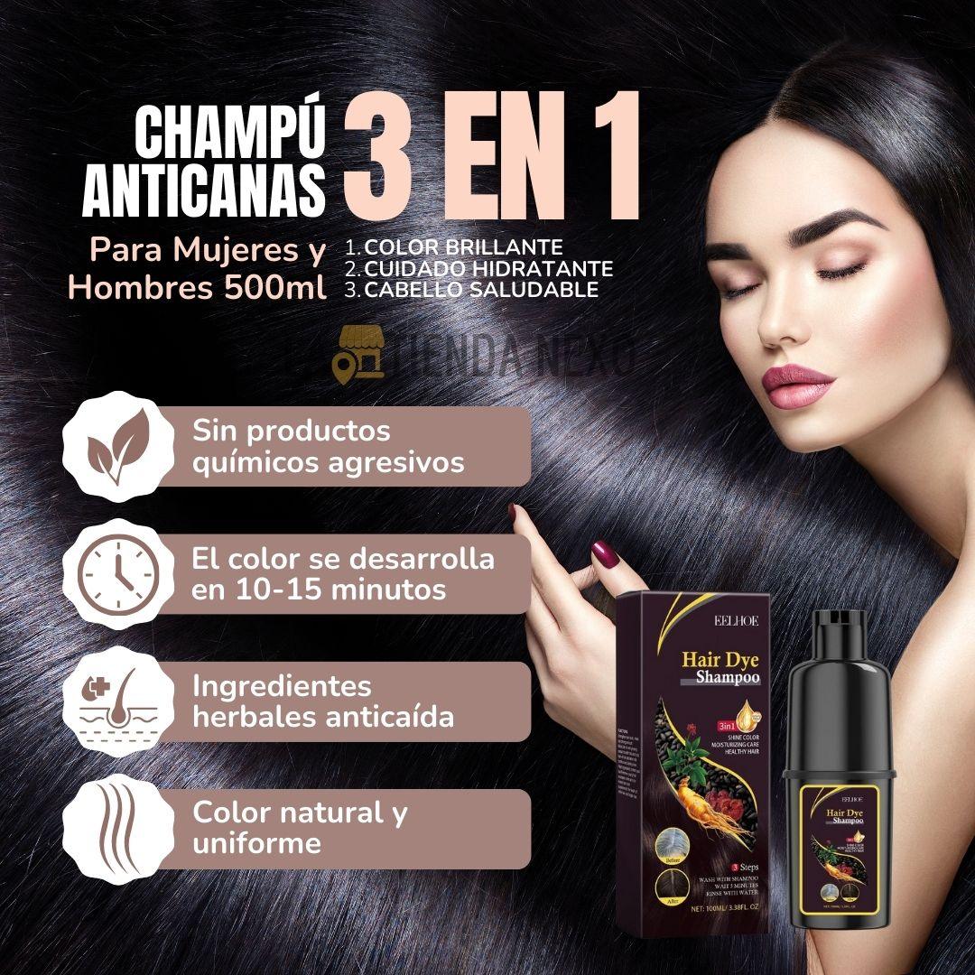 Champú Anticanas 3 en 1 para Mujeres e Hombres - Negro